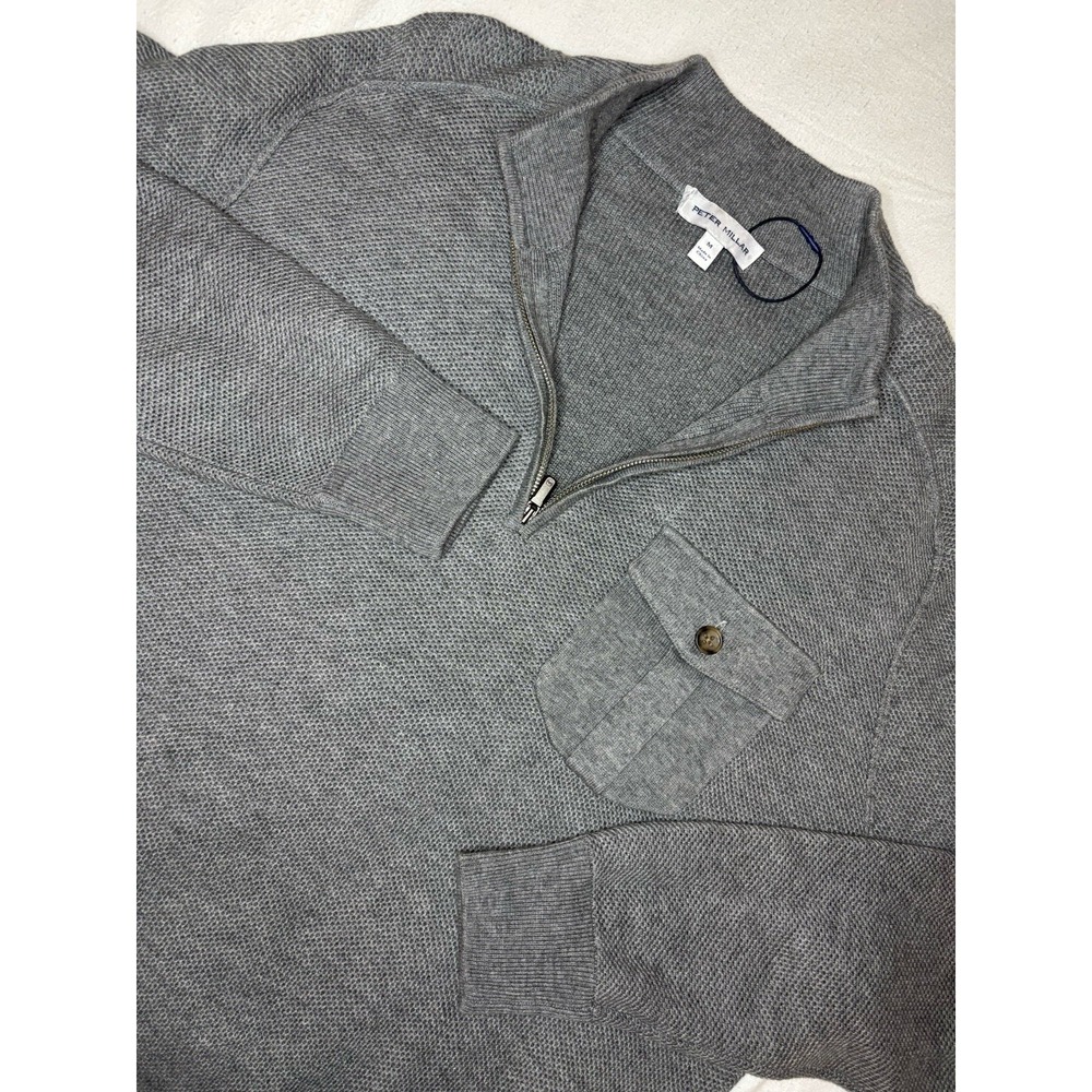 PETER MILLAR Dover Pocketed Quarter-Zip  Pullover‎ Sweater Gale Medium NWT $250.